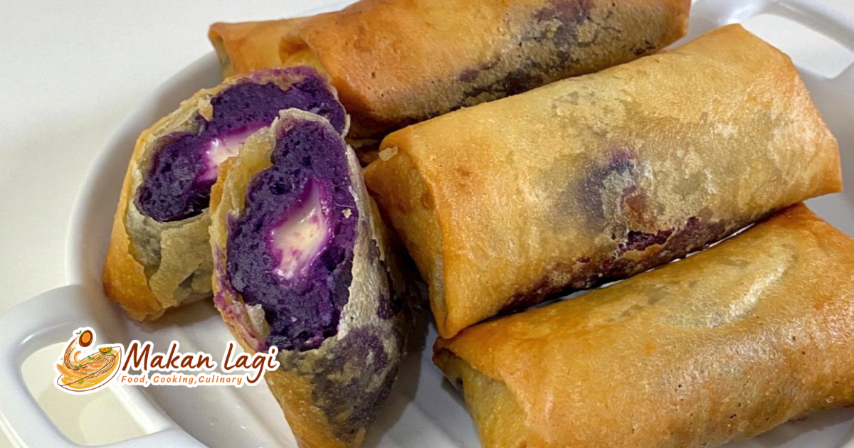 Lumpia Ubi Ungu Renyah dengan Isian Lembut Lumpia ubi ungu gurih untuk camilan sehari-hari